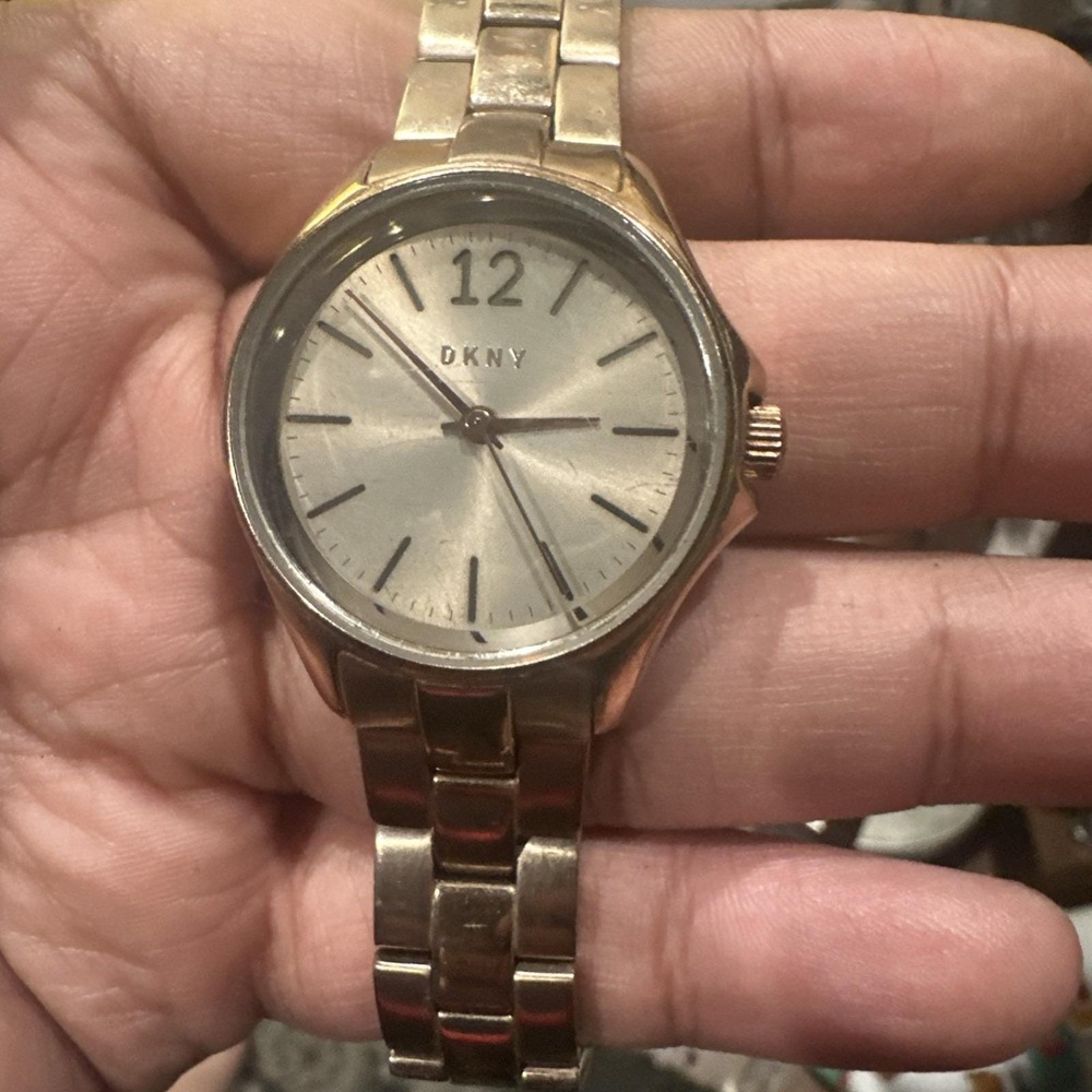 Working DKNY Women's Eldridge Grey Dial Rose Gold-tone Ladies Watch 32mm Fit 8in